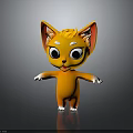 Cute Orange Cartoon Cat Character With Big Eyes And Open Arms