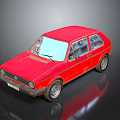 Red Classic Volkswagen Hatchback Car With Glossy Finish On Dark Background