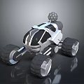 Modern Off Road Concept Car With Large Tires Silver Body And Spherical Top Device