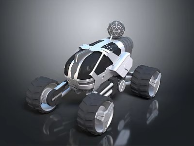 Modern Off Road Concept Car With Large Tires Silver Body And Spherical Top Device 3d model