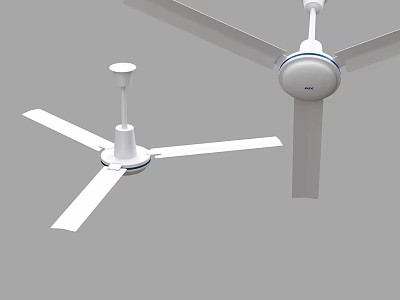 Modern Air Conditioner Fan With White Blades And Ceiling Mount Design 3d model