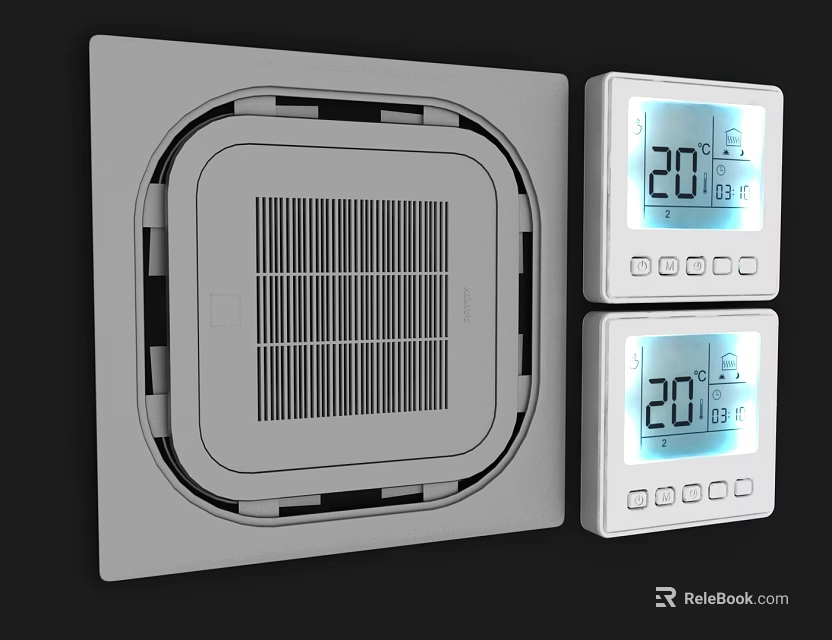 Modern Swing Door With Digital Display Control Panels And Temperature Setting Function 3d model 