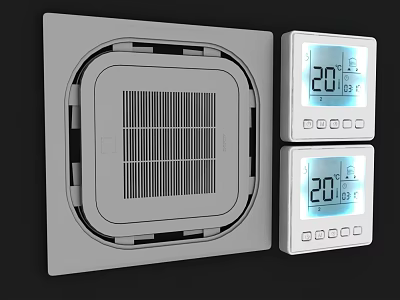 Modern Swing Door With Digital Display Control Panels And Temperature Setting Function 3d model