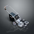 Industrial Lawn Mower With Metal Frame Wheels Handle And Black Storage Box