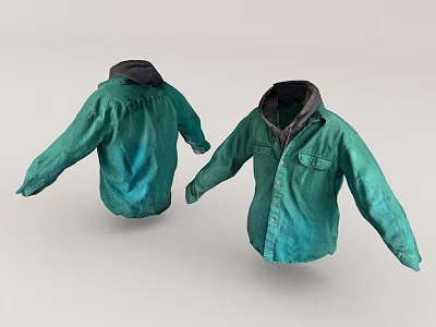 Green Long Sleeve Jacket With Collar Vintage Style Two Views Design 3d model