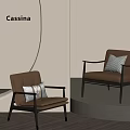 Cassina Modern Brown Leather Leisure Chairs With Metal Frames And Plush Cushions