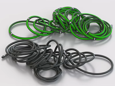 Essential Household Green And Black Coils Stacked For Everyday Use 3d model