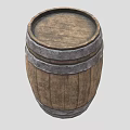 Traditional Wooden Barrel Equipment With Metal Hoops And Rustic Wooden Surface