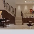 Elegant Interior Staircase With White Steps Wooden Handrail And Black Gold Railings