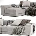 Comfortable Sectional Sofa With Multiple Plush Pillows And Soft Blankets Modern Design 3d model