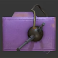 Retro Vintage Purple TV With Green Screen Dual Antennas And Decorative Front Knobs