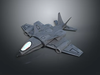 Gray 3D Rendered Fighter Jet Model With Sleek Design And Cockpit 3d model