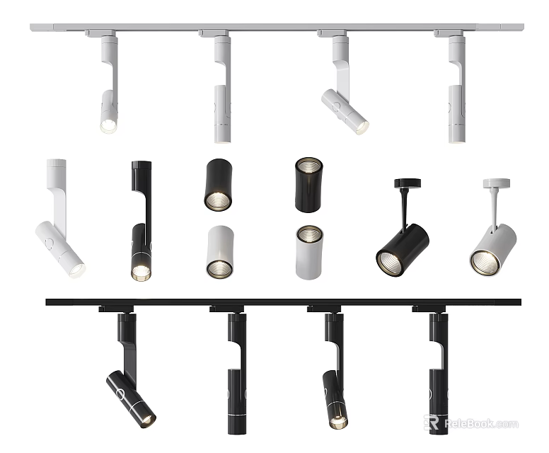 Various Styles Modern Black White Downlights And Spotlights For Home Lighting 3d model 