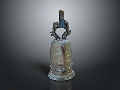 Antique Bronze Bell Musical Instrument With Intricate Dragon Handles And Patterns 3d model