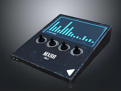 MXAR Device With Black Body And Four Control Knobs Featuring Blue Waveform Display On Screen 3d model