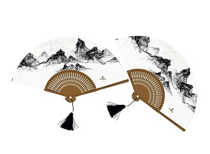 New Chinese Style Fan Wall Decoration Pendant Folding Fan 3d model