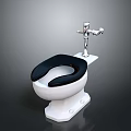 Modern White Toilet With Black Seat And Silver Flushing Mechanism Design