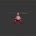 Red Toy Helicopter With Transparent Cockpit And White Propeller On Reflective Surface