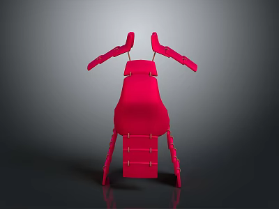 Red Abstract Biological Form With Wing Like Structures And Stepped Body Design On Dark Surface 3d model