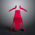 Red Abstract Biological Form With Wing Like Structures And Stepped Body Design On Dark Surface