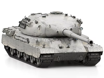 Gray Military Tank Model With Detailed Cannon Tracks And Armor Hull Design 3d model