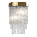 Modern Wall Sconce With Golden Round Top And Transparent Glass Tassels Layered Design