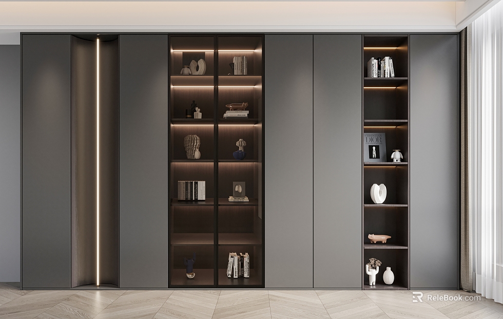 Modern Bookcase Decorative Cabinet texture