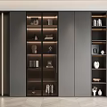 Elegant Modern Built in Bookcase With Layered Shelves And Decorative Ornaments