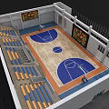 Spacious Modern Basketball Gym Interior With Full Size Court Spectator Seats And Digital Scoreboards