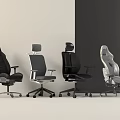 Modern Office Chairs With Adjustable Backrest And Wheel Base In Various Colors 3d model