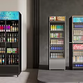 Beverage Display Fridges With Assorted Bottled Drinks And Glass Doors 3d model