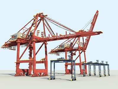 Industrial Port Cranes For Heavy Duty Cargo Loading And Unloading Operations 3d model