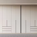 Modern Minimalist White Wardrobe With Sliding Doors And Drawer Storage Design
