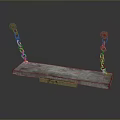Sturdy Industrial Metal Platform with Hanging Chains and Red Components