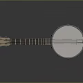 Handcrafted Wooden Banjo Instrument with Round Resonator Body and Fretboard Neck Featuring Metal Strings