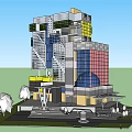 Modern Office Building Featuring Glass Facade Geometric Design And Landscaped Gardens