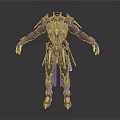 Purple and Gold Sci Fi Battle Armor With Intricate Design And Futuristic Structure