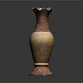 Elegant Ceramic Vase With Brown Red Hue Floral Petal Top And Decorative Patterns