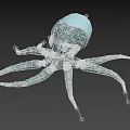 Gray Green Mechanical Octopus Figure With Large Eyes And Detailed Tentacles