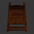 Traditional Wooden Rocking Chair With Woven Backrest And Carved Armrests