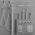 Modern Brass Bathroom Faucets Including Shower System Handheld And Accessories 3d model