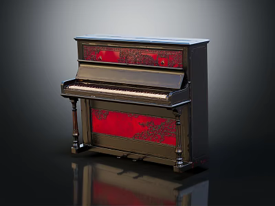 Vintage Musical Instruments And Art Supplies Collection With Watercolor Paints Brushes And Canvas Board 3d model