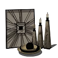 Modern Decorative Ornament Set With Wall Clock Candle Holders Tray And Sphere Decoration