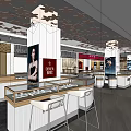 Elegant Jewelry Store Interior Featuring Glass Display Cases And Decorative Ceiling Design