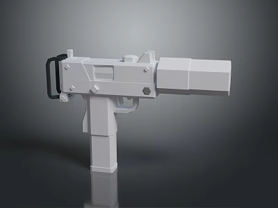 White Futuristic Weapon Design With Grip Barrel And Simple Structure 3d model