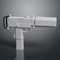 White Futuristic Weapon Design With Grip Barrel And Simple Structure 3d model