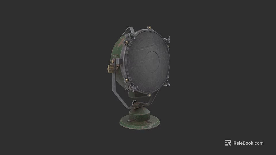 Vintage Military Weapon Searchlight With Metal Construction And Stand Mount 3d model 
