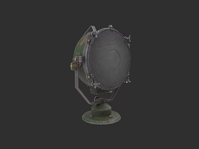 Vintage Military Weapon Searchlight With Metal Construction And Stand Mount 3d model