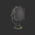 Vintage Military Weapon Searchlight With Metal Construction And Stand Mount