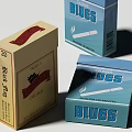 Colorful Cigarette Boxes With Different Designs Featuring Black Jack And Blues 3d model